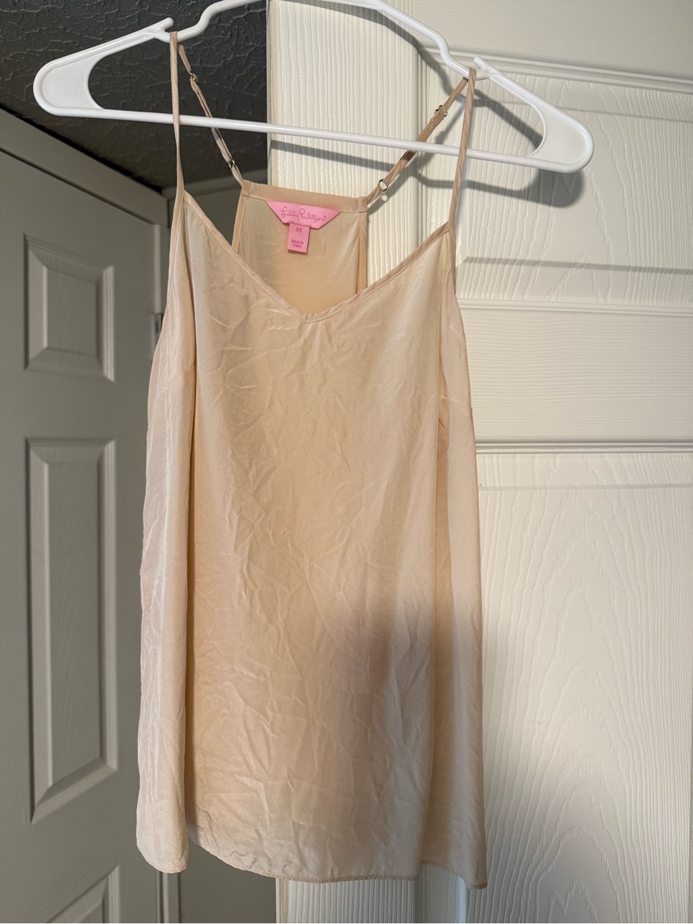 Lilly Pulitzer 100% Silk Cream Slip Cami with Adjustable Straps